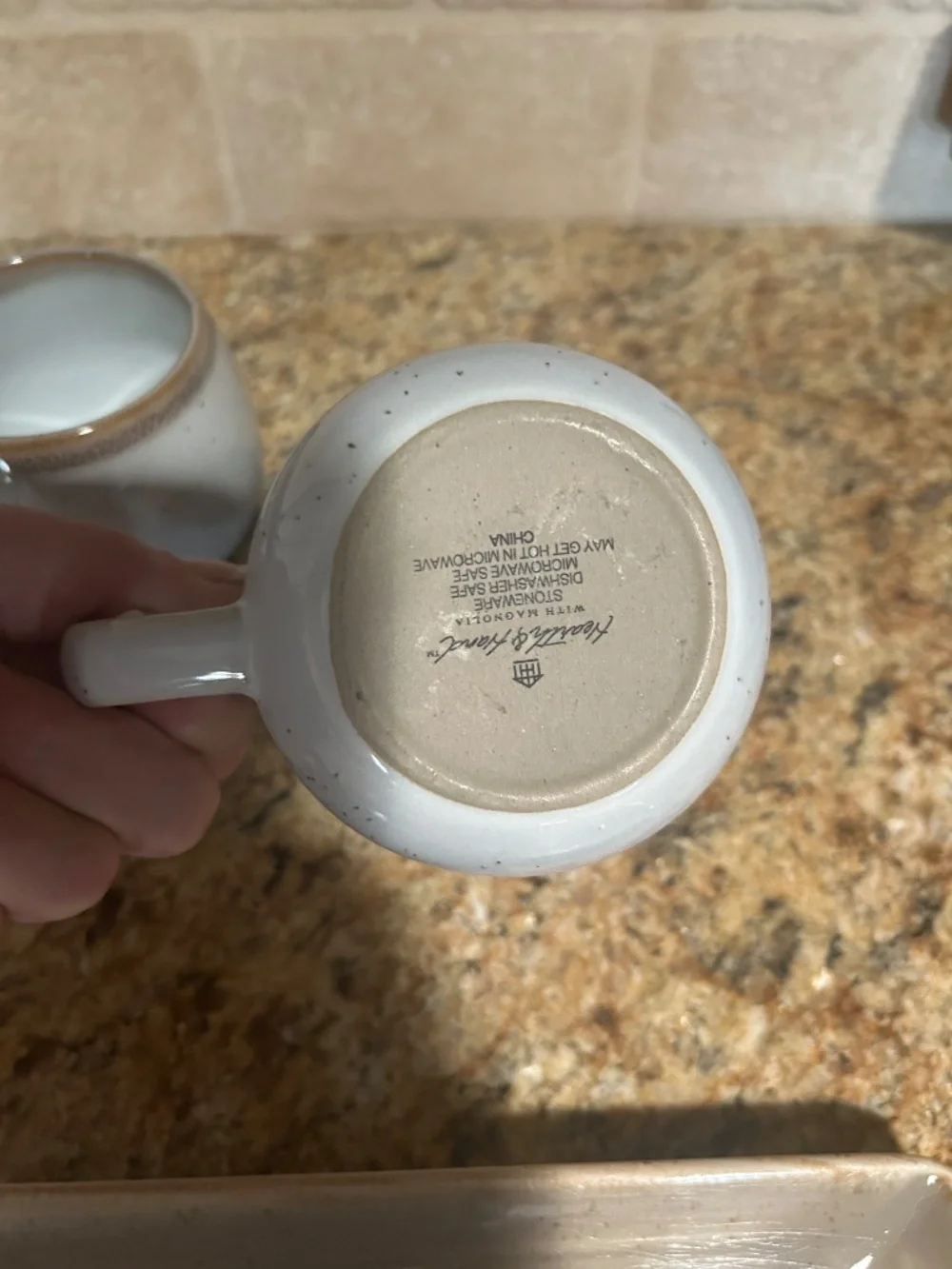 Magnolia Hearth and Hand Pot Belly Mug Round Cream and Brown coffee Tea Cup